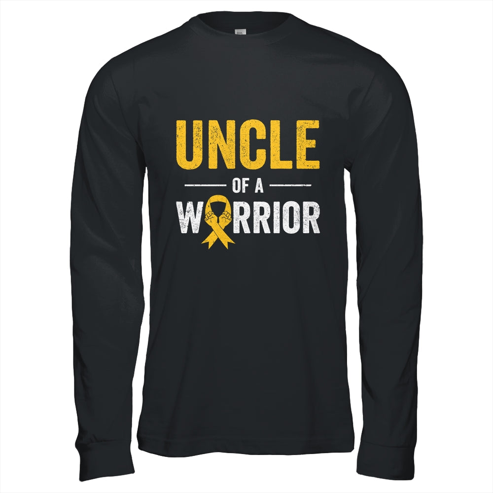 Uncle Of A Warrior Childhood Cancer Awareness Family Ribbon Shirt & Hoodie | teecentury