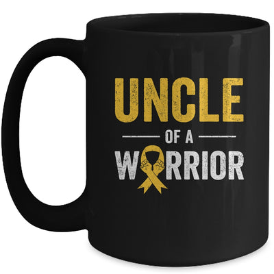 Uncle Of A Warrior Childhood Cancer Awareness Family Ribbon Mug | teecentury