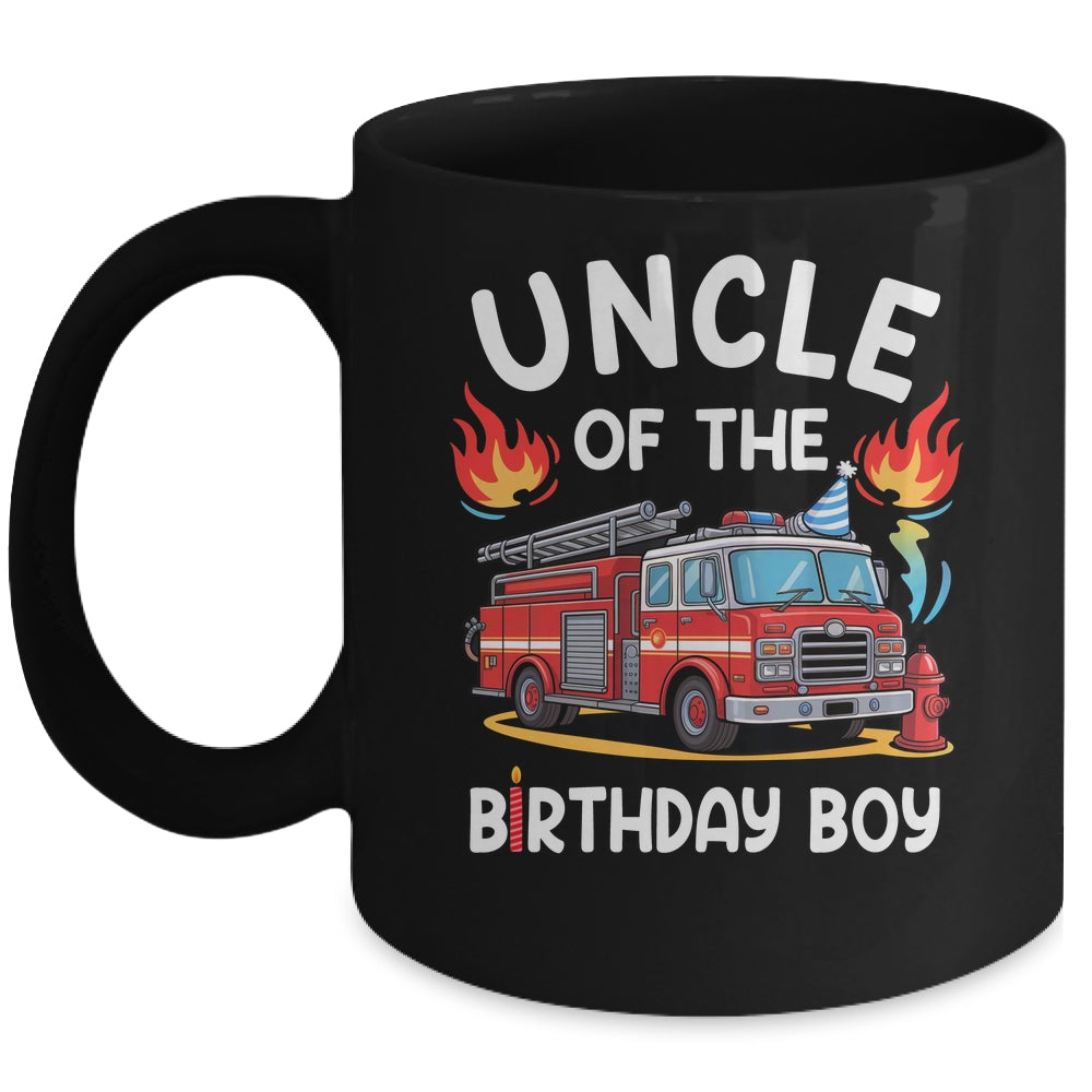 Uncle Of The Birthday Boy Fire Truck Firefighter 1st Party Mug | teecentury