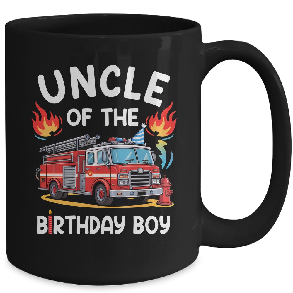 Uncle Of The Birthday Boy Fire Truck Firefighter 1st Party Mug | teecentury