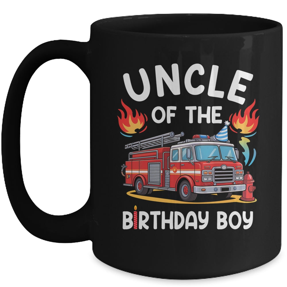 Uncle Of The Birthday Boy Fire Truck Firefighter 1st Party Mug | teecentury