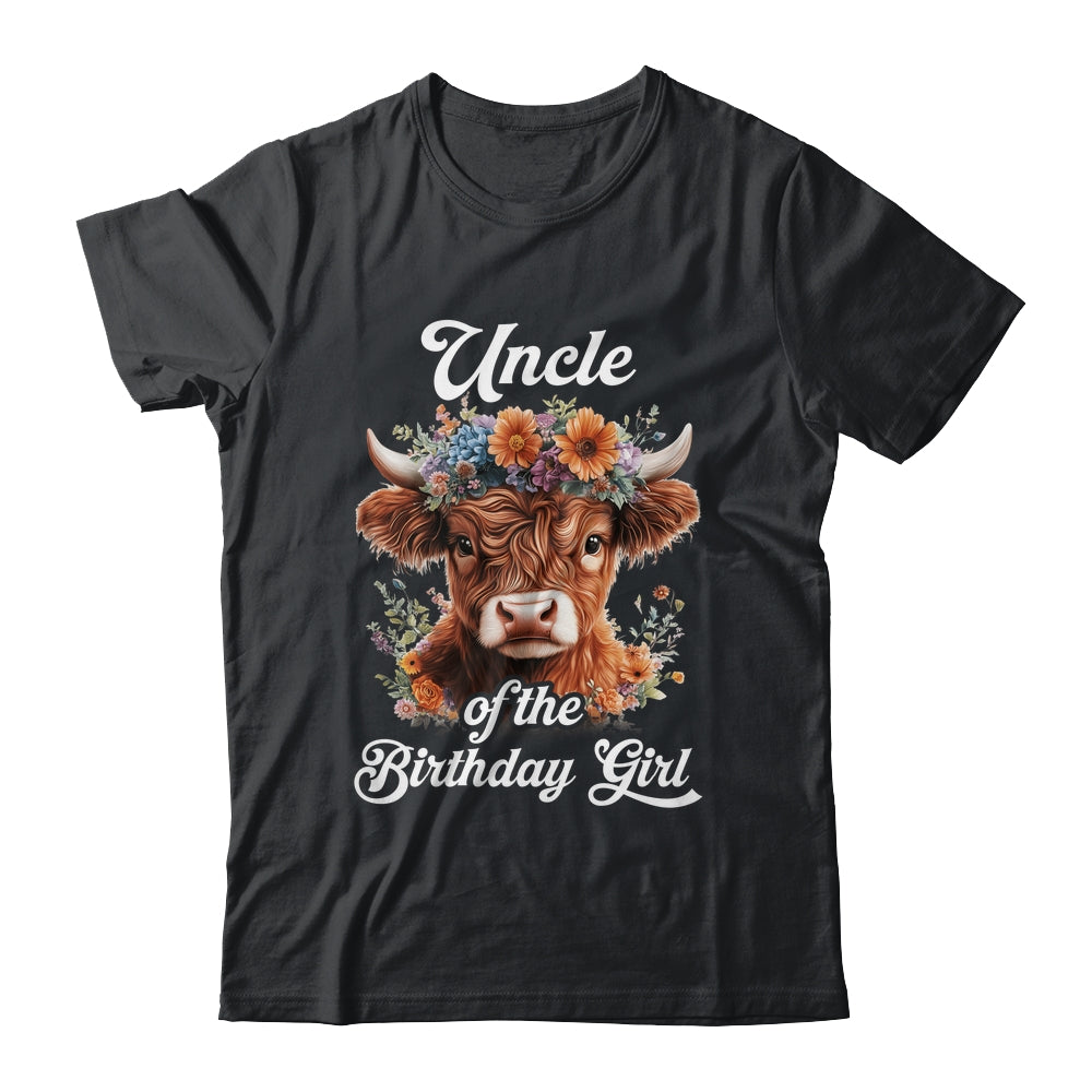 Uncle Of The Birthday Girl Highland Cow Farm Family Shirt & Hoodie | teecentury