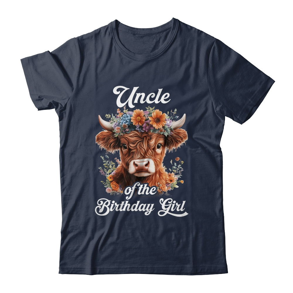 Uncle Of The Birthday Girl Highland Cow Farm Family Shirt & Hoodie | teecentury