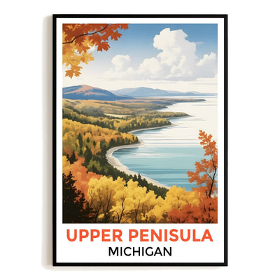 Upper Peninsula Michigan Autumn Panorama Poster Nature Lovers Travel Wall Art Landscape Print Painting Ideal For Home Room Living Room Office Bedroom Decor Unframed | teecentury