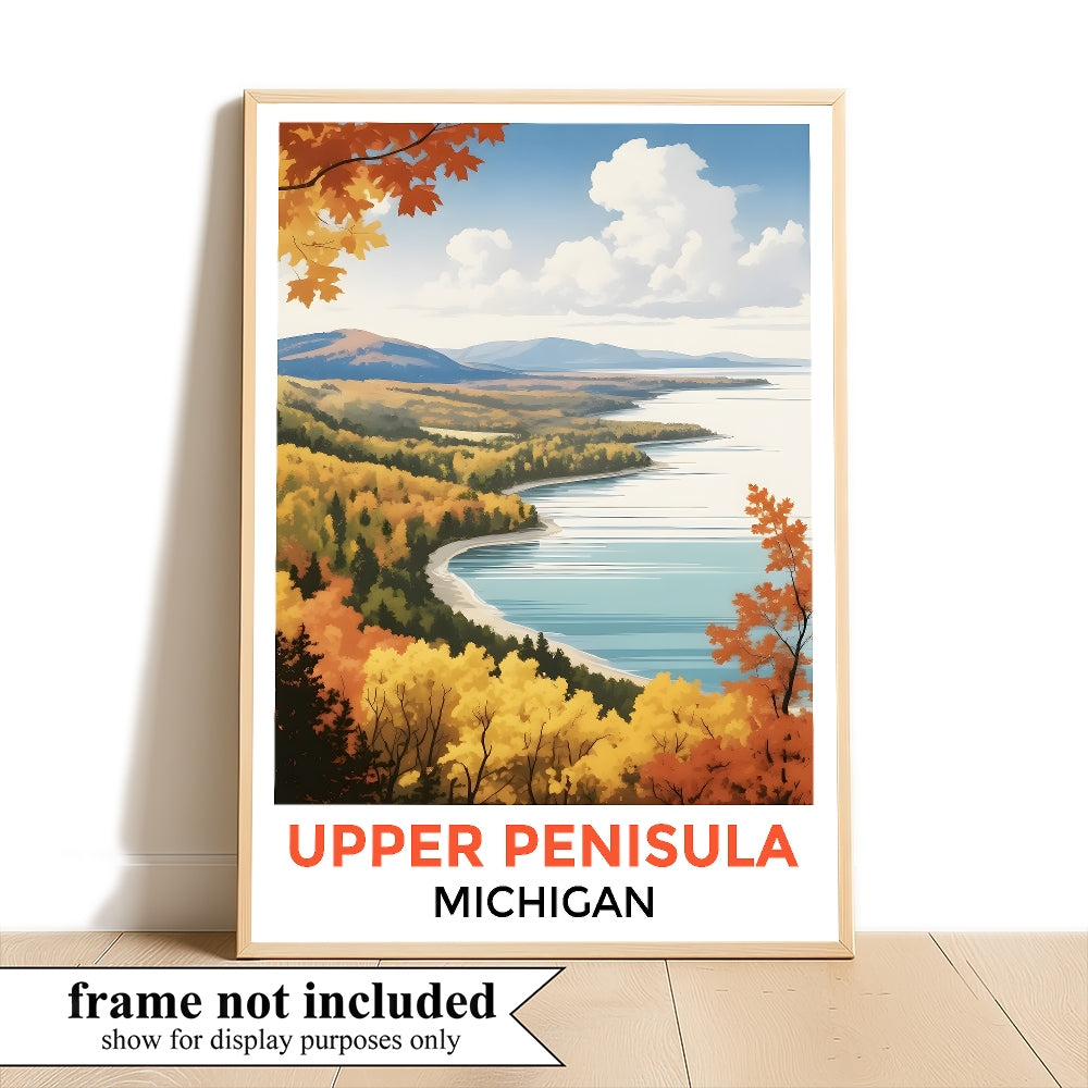 Upper Peninsula Michigan Autumn Panorama Poster Nature Lovers Travel Wall Art Landscape Print Painting Ideal For Home Room Living Room Office Bedroom Decor Unframed | teecentury