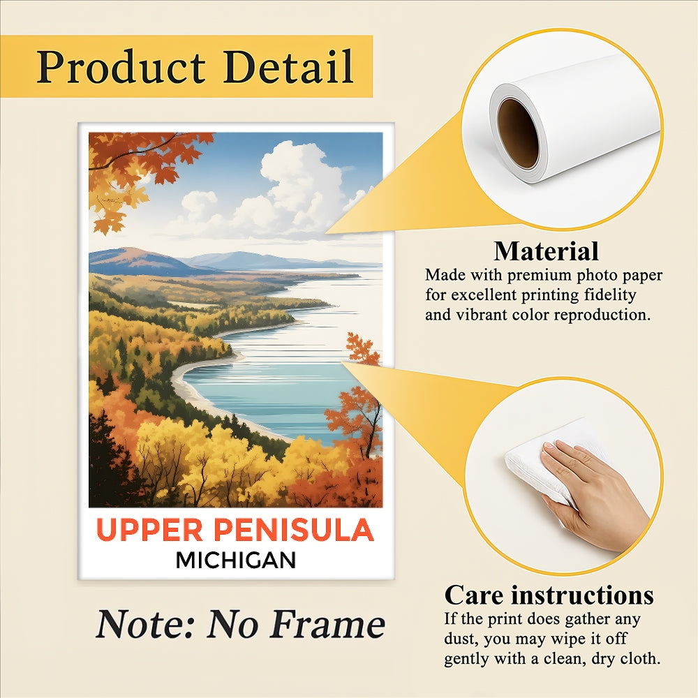 Upper Peninsula Michigan Autumn Panorama Poster Nature Lovers Travel Wall Art Landscape Print Painting Ideal For Home Room Living Room Office Bedroom Decor Unframed | teecentury