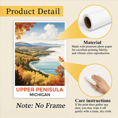 Upper Peninsula Michigan Autumn Panorama Poster Nature Lovers Travel Wall Art Landscape Print Painting Ideal For Home Room Living Room Office Bedroom Decor Unframed | teecentury