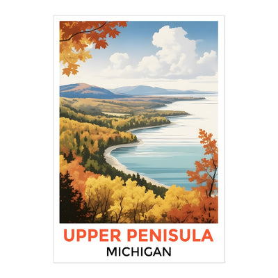 Upper Peninsula Michigan Autumn Panorama Poster Nature Lovers Travel Wall Art Landscape Print Painting Ideal For Home Room Living Room Office Bedroom Decor Unframed | teecentury