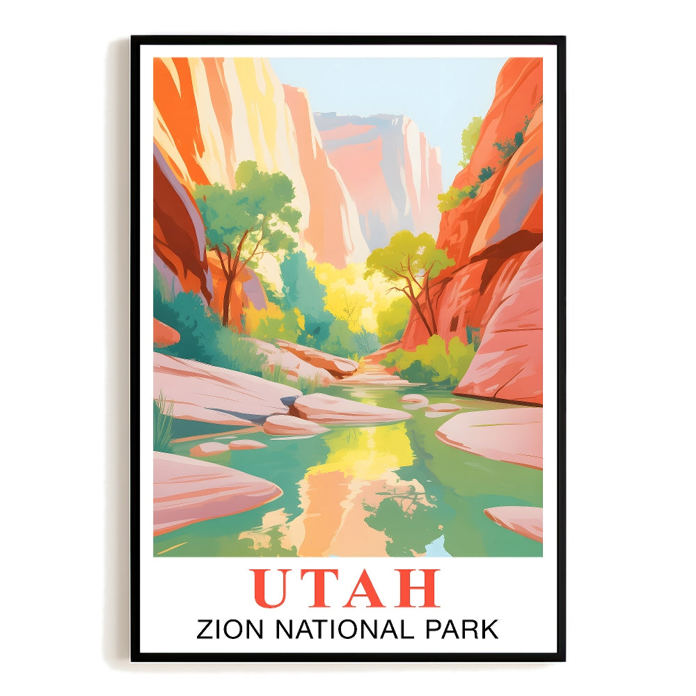 Utah Print Travel Poster Nature Zion National Park Scenery Souvenir Wall Art Landscape Painting Picture For Home Room Living Room Bedroom Aesthetic Decor Unframed | teecentury
