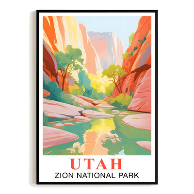 Utah Print Travel Poster Nature Zion National Park Scenery Souvenir Wall Art Landscape Painting Picture For Home Room Living Room Bedroom Aesthetic Decor Unframed | teecentury