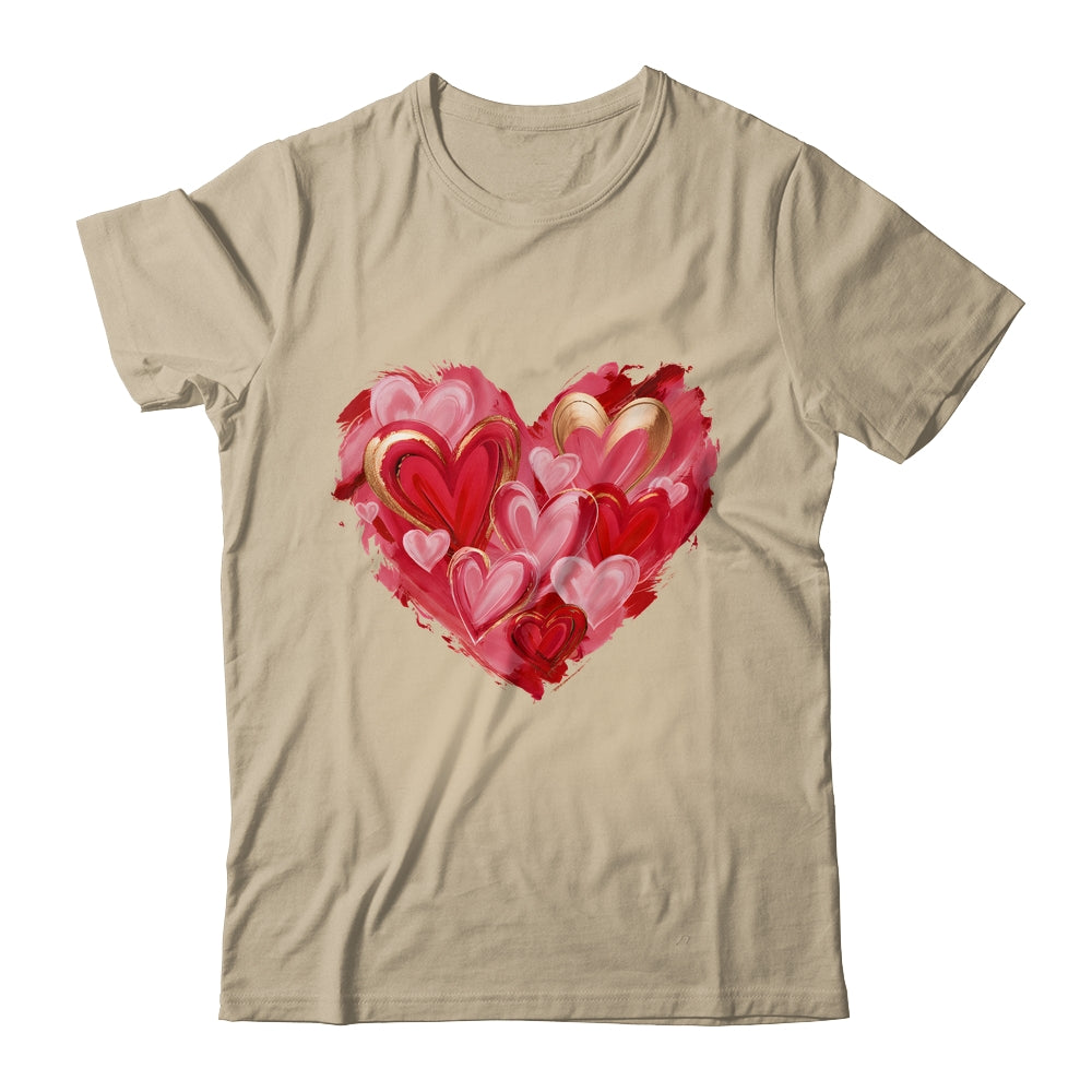 Valentine Day Heart Brushstroke Heart Designs Women Girls Shirt & Sweatshirt | teecentury