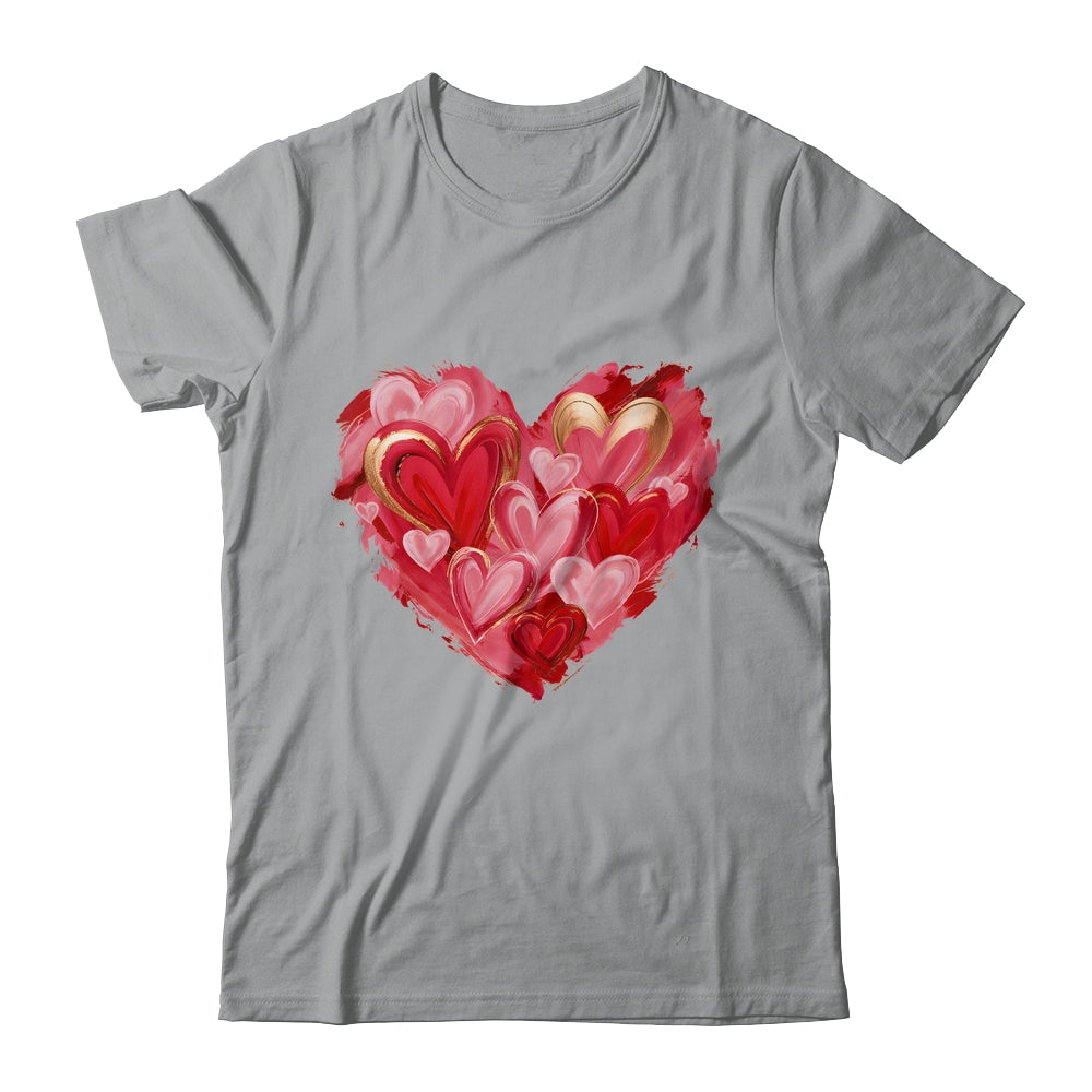 Valentine Day Heart Brushstroke Heart Designs Women Girls Shirt & Sweatshirt | teecentury