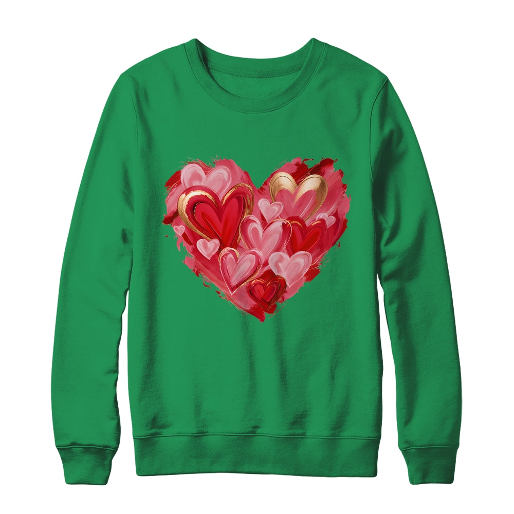 Valentine Day Heart Brushstroke Heart Designs Women Girls Shirt & Sweatshirt | teecentury