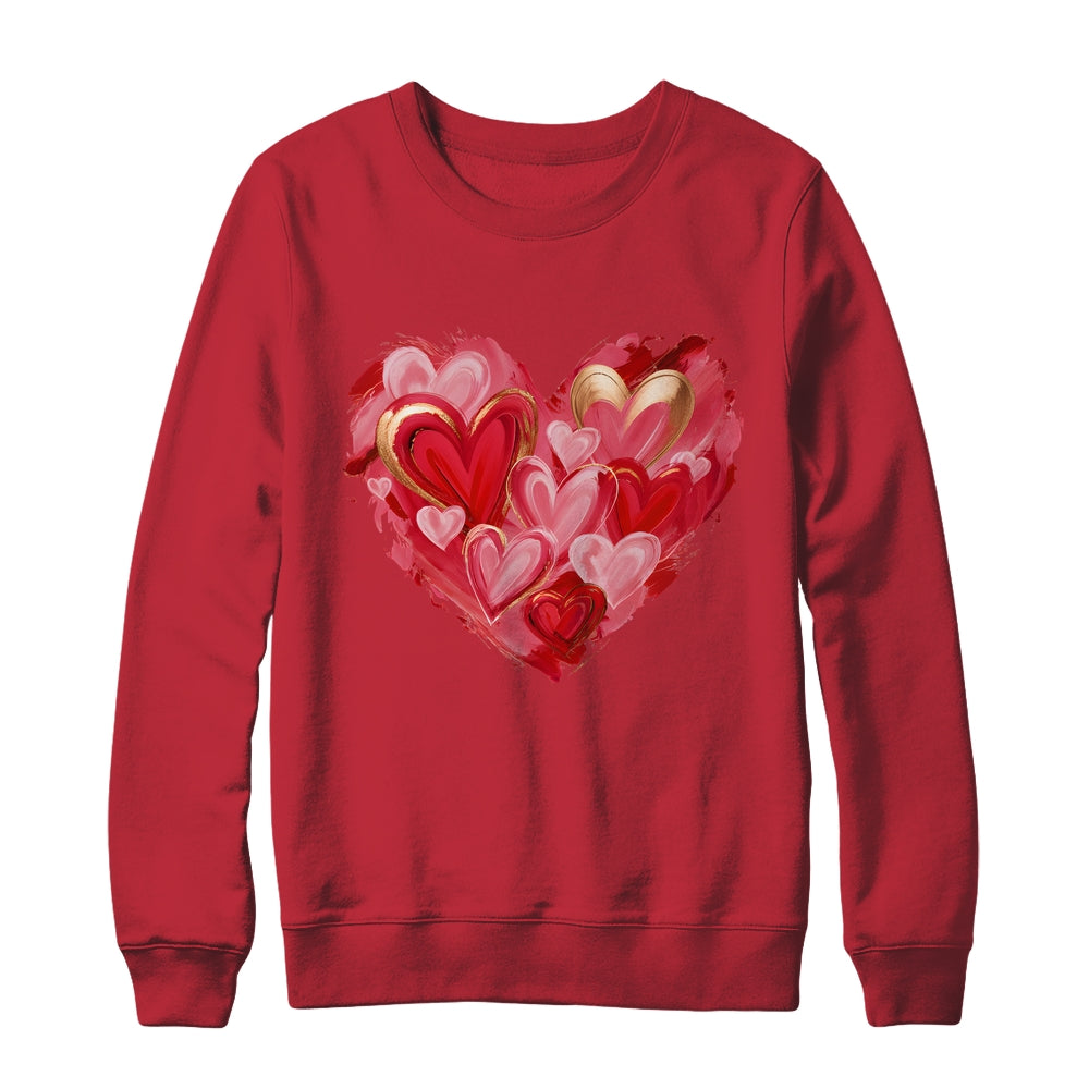 Valentine Day Heart Brushstroke Heart Designs Women Girls Shirt & Sweatshirt | teecentury