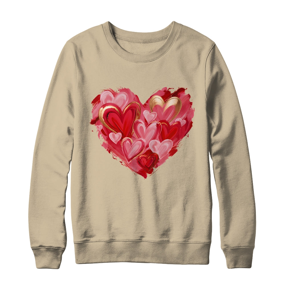 Valentine Day Heart Brushstroke Heart Designs Women Girls Shirt & Sweatshirt | teecentury