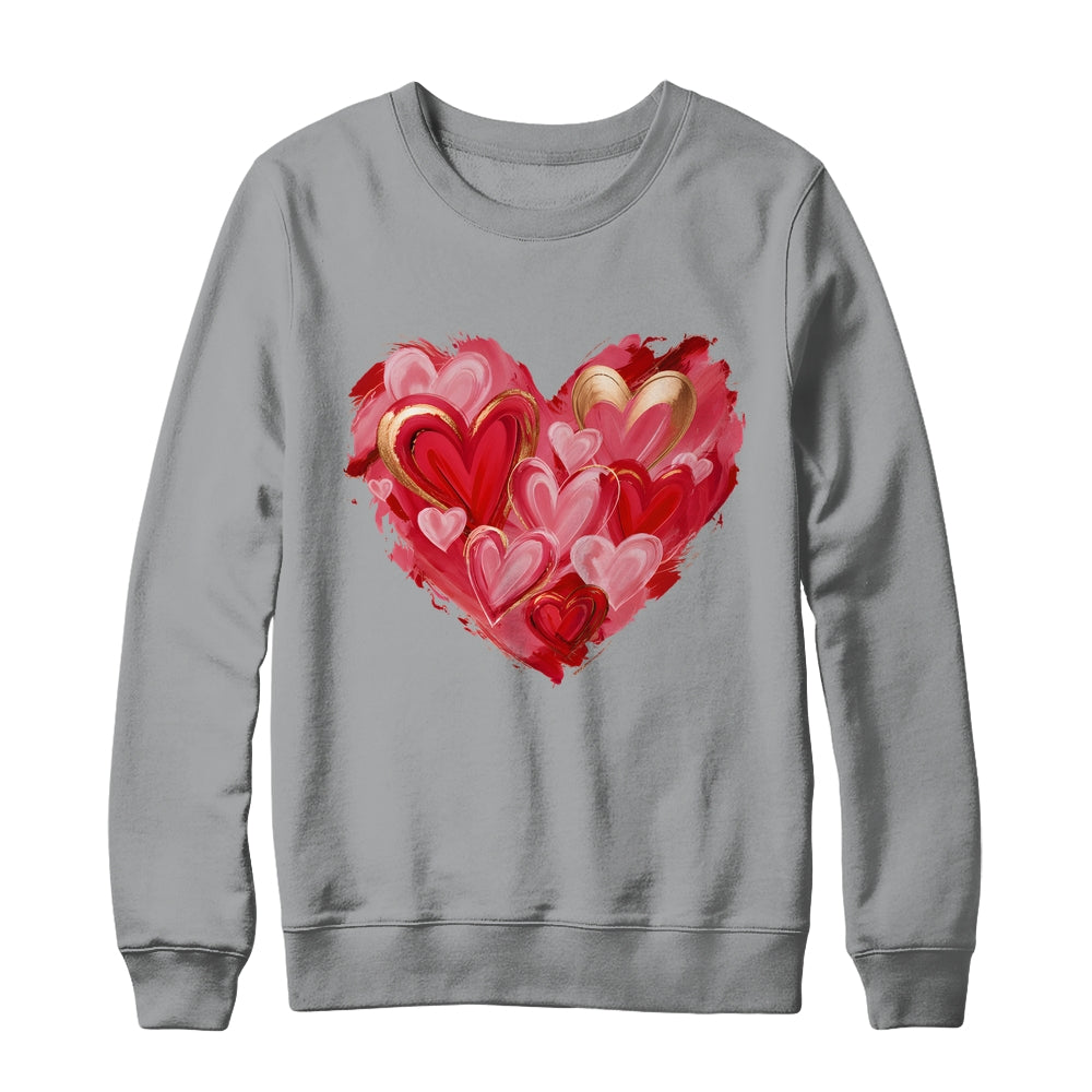 Valentine Day Heart Brushstroke Heart Designs Women Girls Shirt & Sweatshirt | teecentury