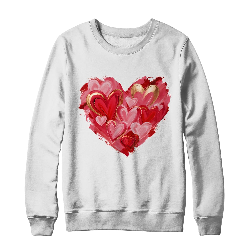 Valentine Day Heart Brushstroke Heart Designs Women Girls Shirt & Sweatshirt | teecentury