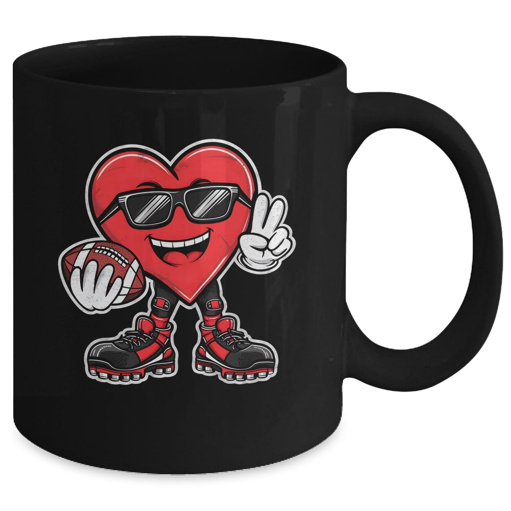 Valentine's Day Heart Playing Football Boys Girls Kids Mug | teecentury