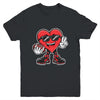 Valentine's Day Heart Playing Football Boys Girls Kids Youth Shirt | teecentury