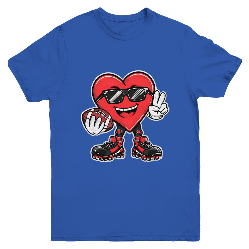Valentine's Day Heart Playing Football Boys Girls Kids Youth Shirt | teecentury