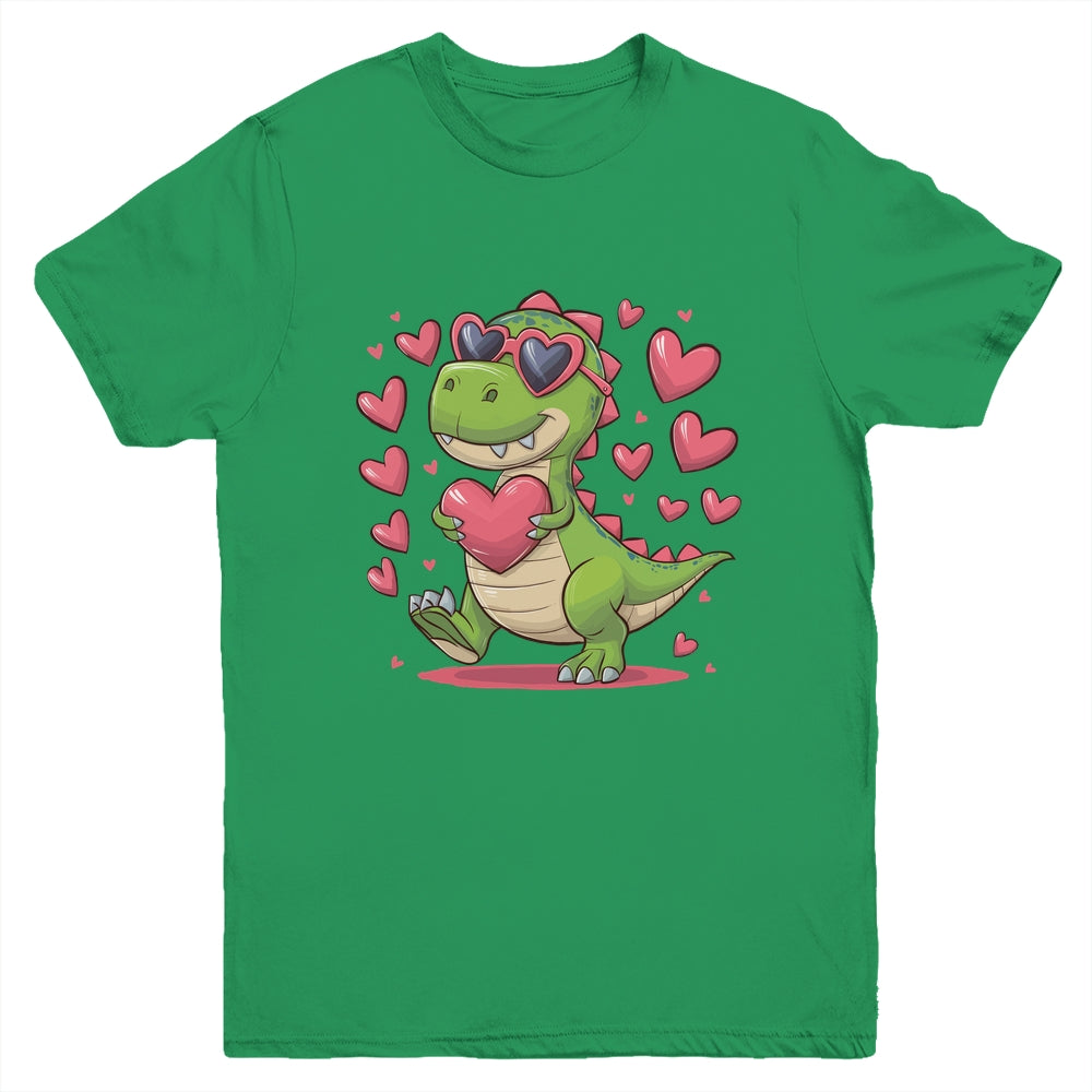 Valentine's Day T-Rex Dino Love Valentine Dinosaur Boys Youth Shirt | teecentury