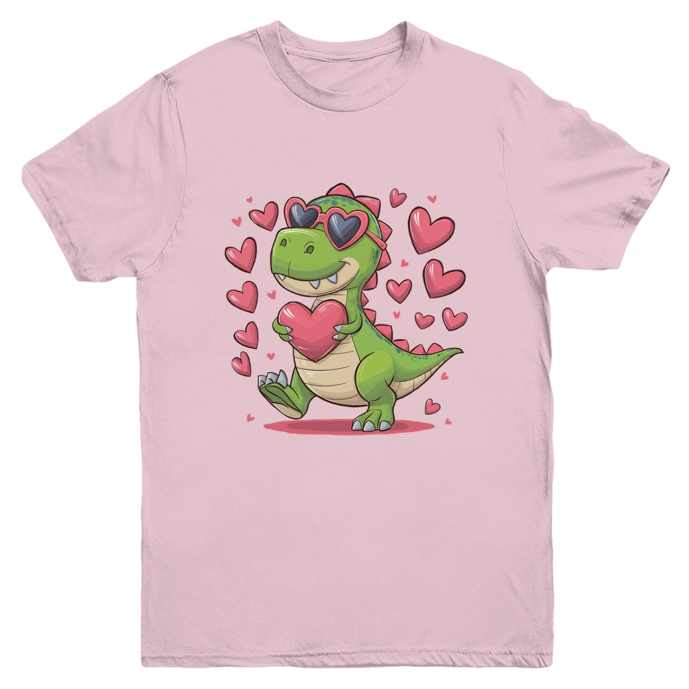 Valentine's Day T-Rex Dino Love Valentine Dinosaur Boys Youth Shirt | teecentury