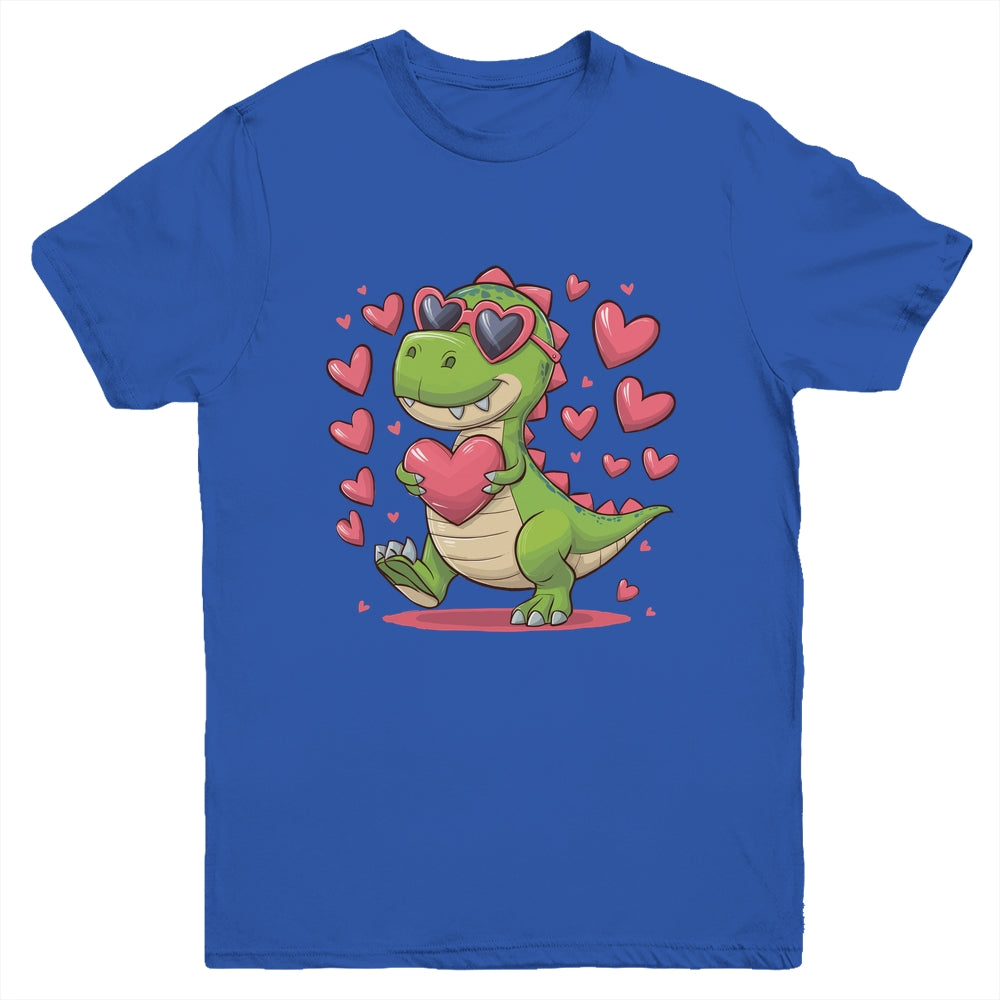 Valentine's Day T-Rex Dino Love Valentine Dinosaur Boys Youth Shirt | teecentury