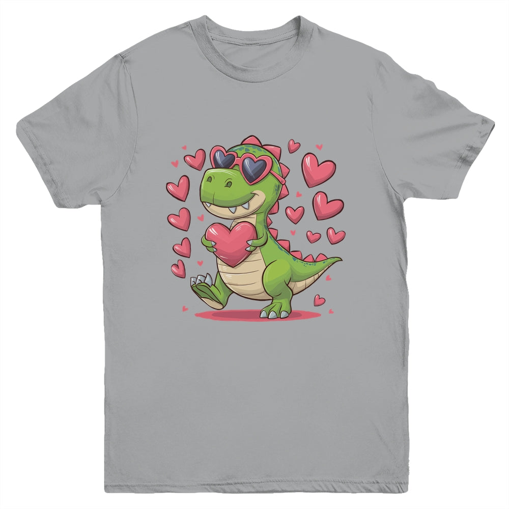 Valentine's Day T-Rex Dino Love Valentine Dinosaur Boys Youth Shirt | teecentury