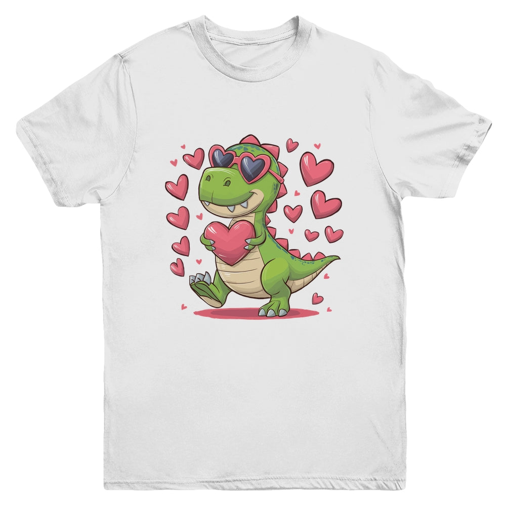 Valentine's Day T-Rex Dino Love Valentine Dinosaur Boys Youth Shirt | teecentury