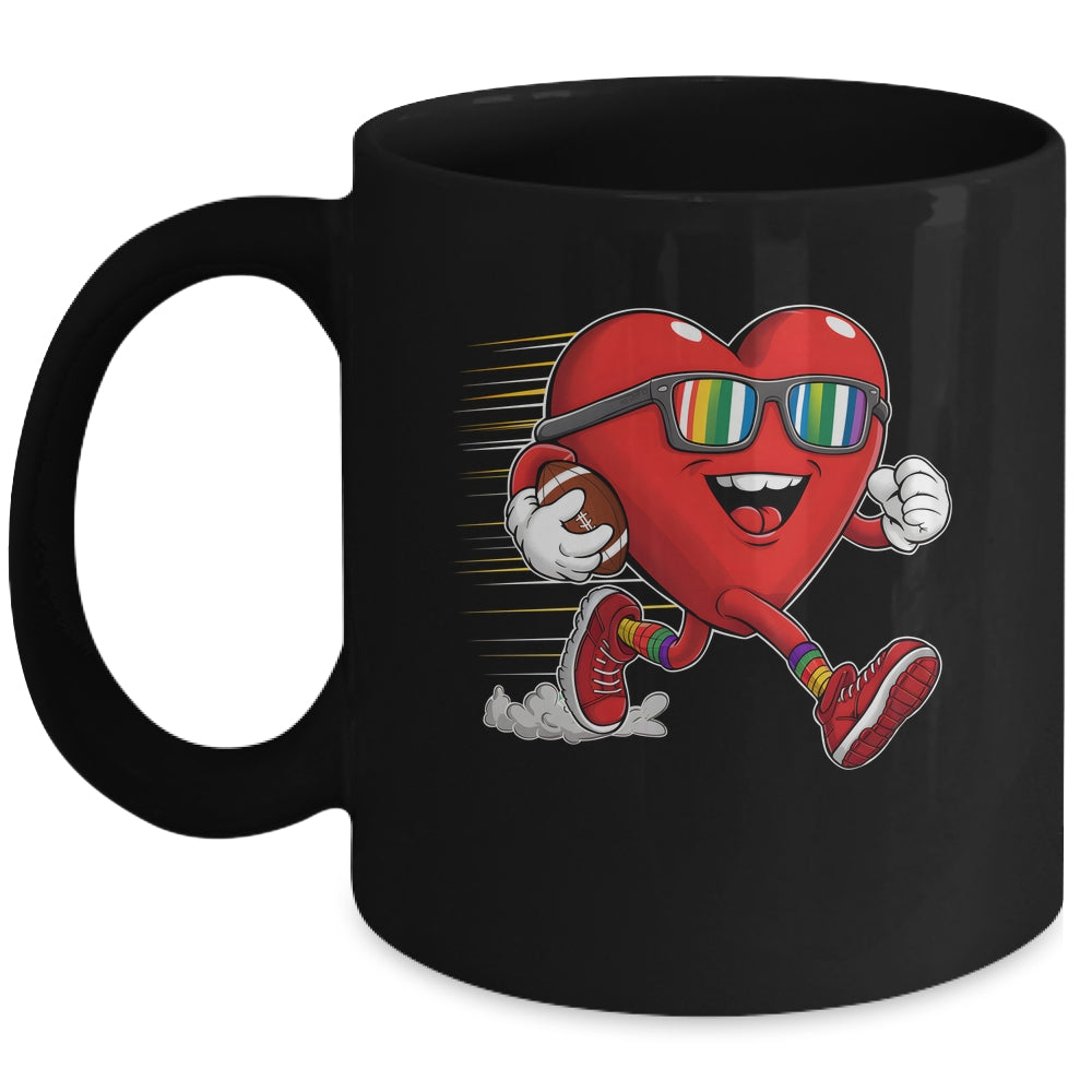 Valentines Day Heart Quarterback Receiver Football Boys Kids Mug | teecentury