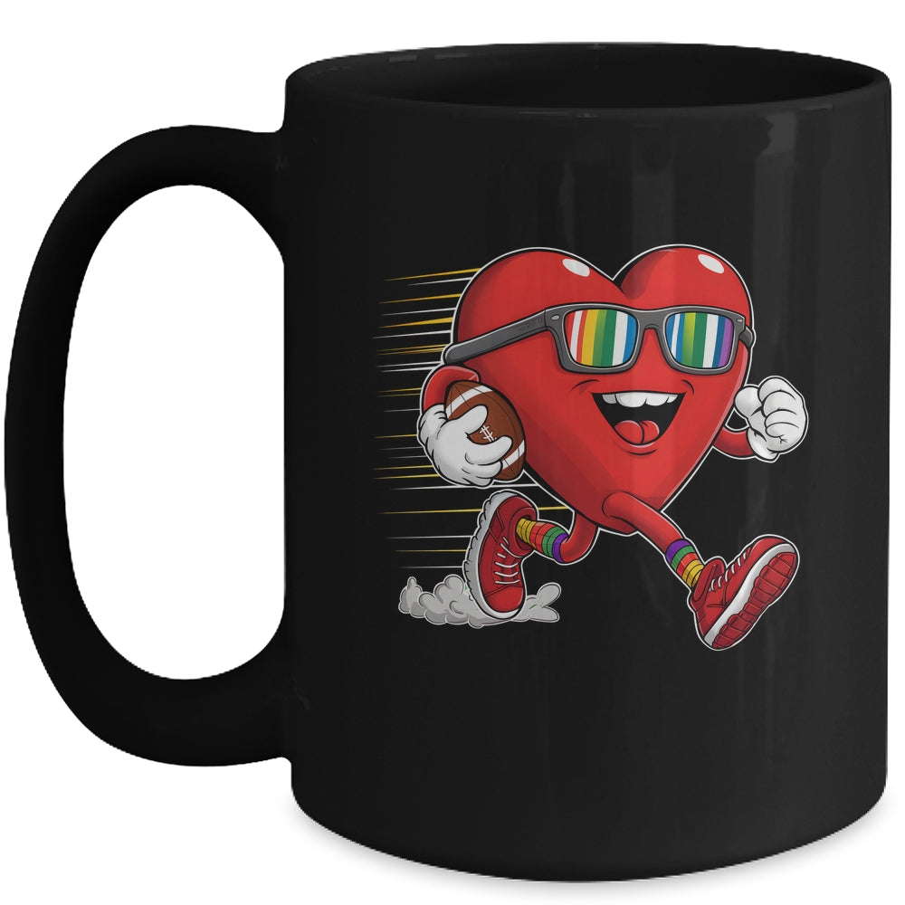 Valentines Day Heart Quarterback Receiver Football Boys Kids Mug | teecentury