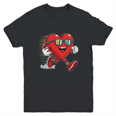 Valentines Day Heart Quarterback Receiver Football Boys Kids Youth Shirt | teecentury