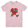 Valentines Day Heart Quarterback Receiver Football Boys Kids Youth Shirt | teecentury