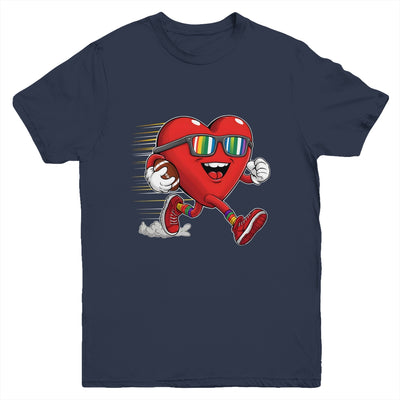 Valentines Day Heart Quarterback Receiver Football Boys Kids Youth Shirt | teecentury