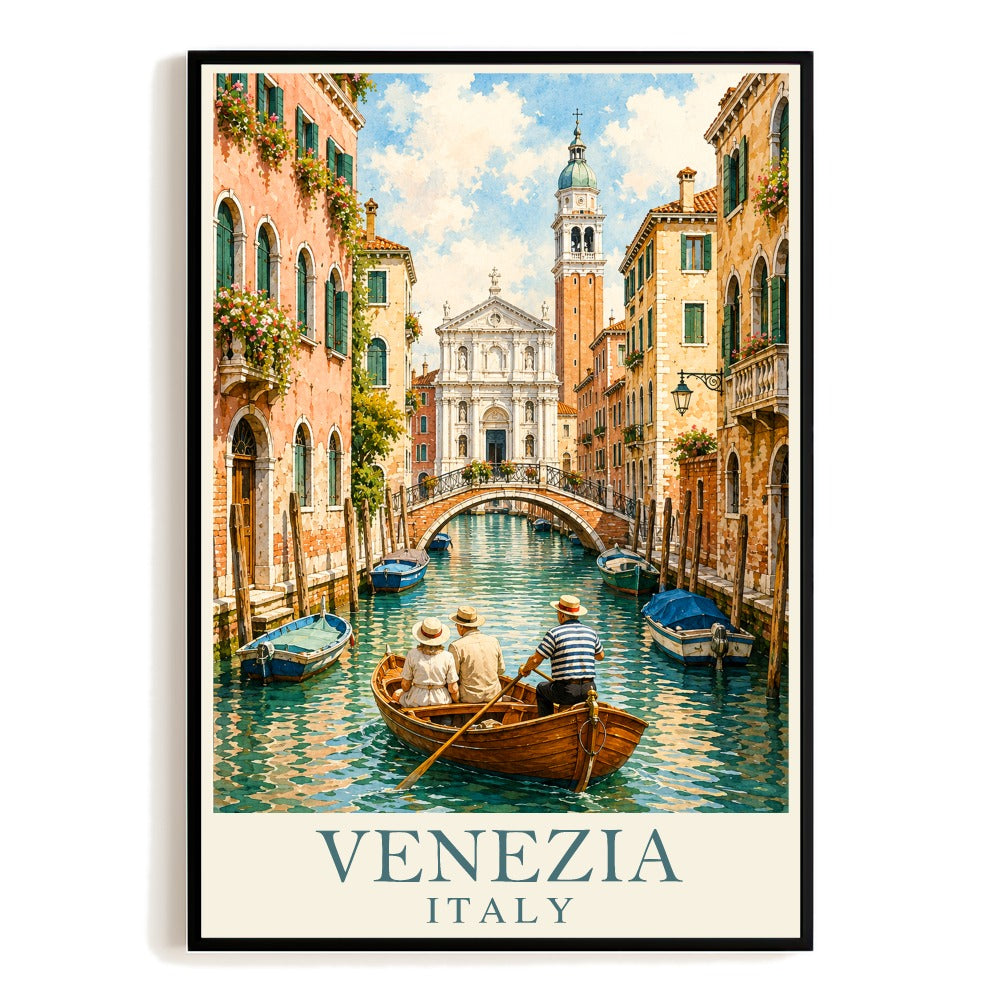 Venezia Italy Vintage Travel Poster Venice Canal Gondola Wall Art Landscape Print Painting Picture Souvenir For Family Home Living Room Office Bedroom Decor Unframed | teecentury