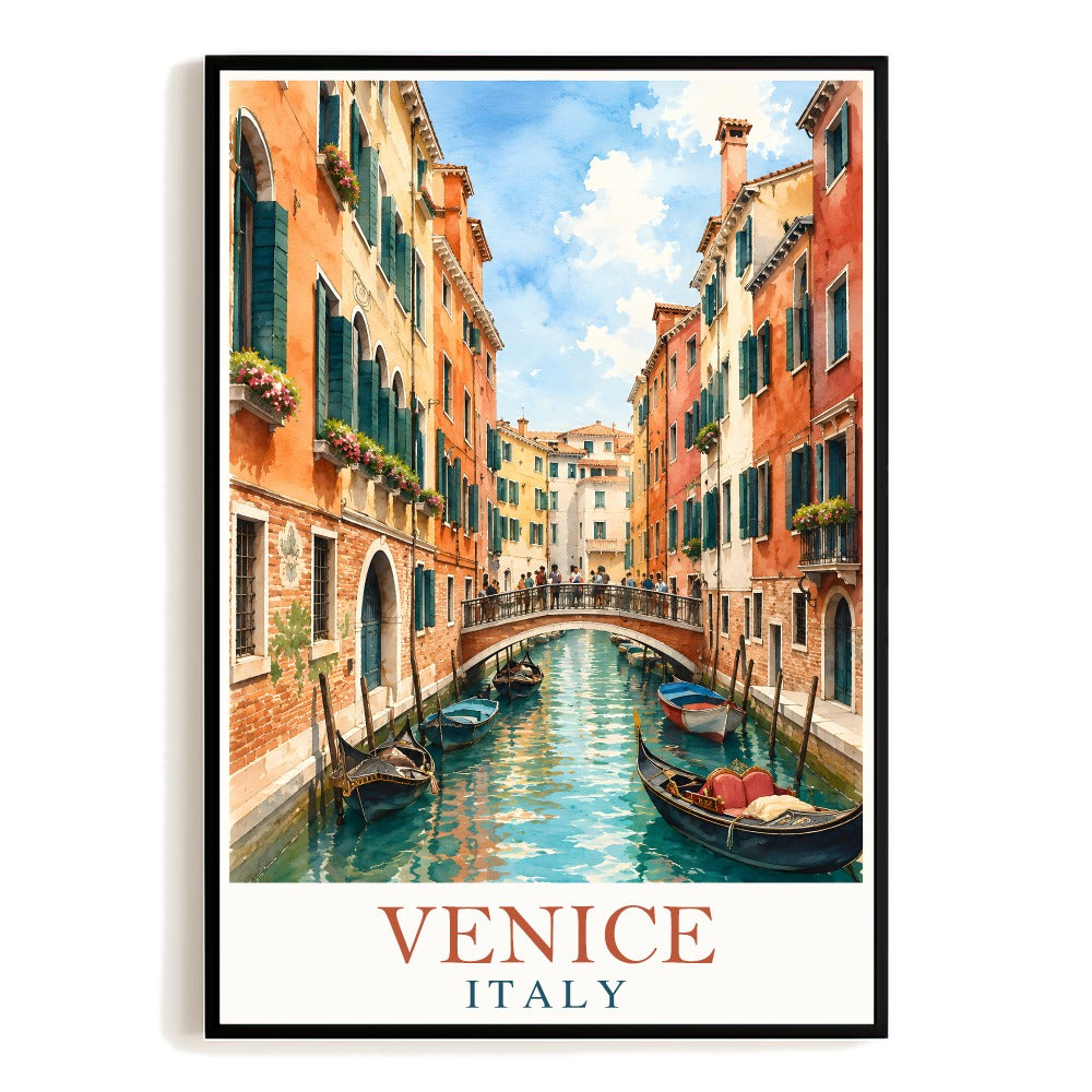 Venice Italy Travel Poster Vintage Canal Gondola Wall Art Decor Landscape Print Painting Picture For Family Home Living Room Office Bedroom Souvenir Unframed | teecentury