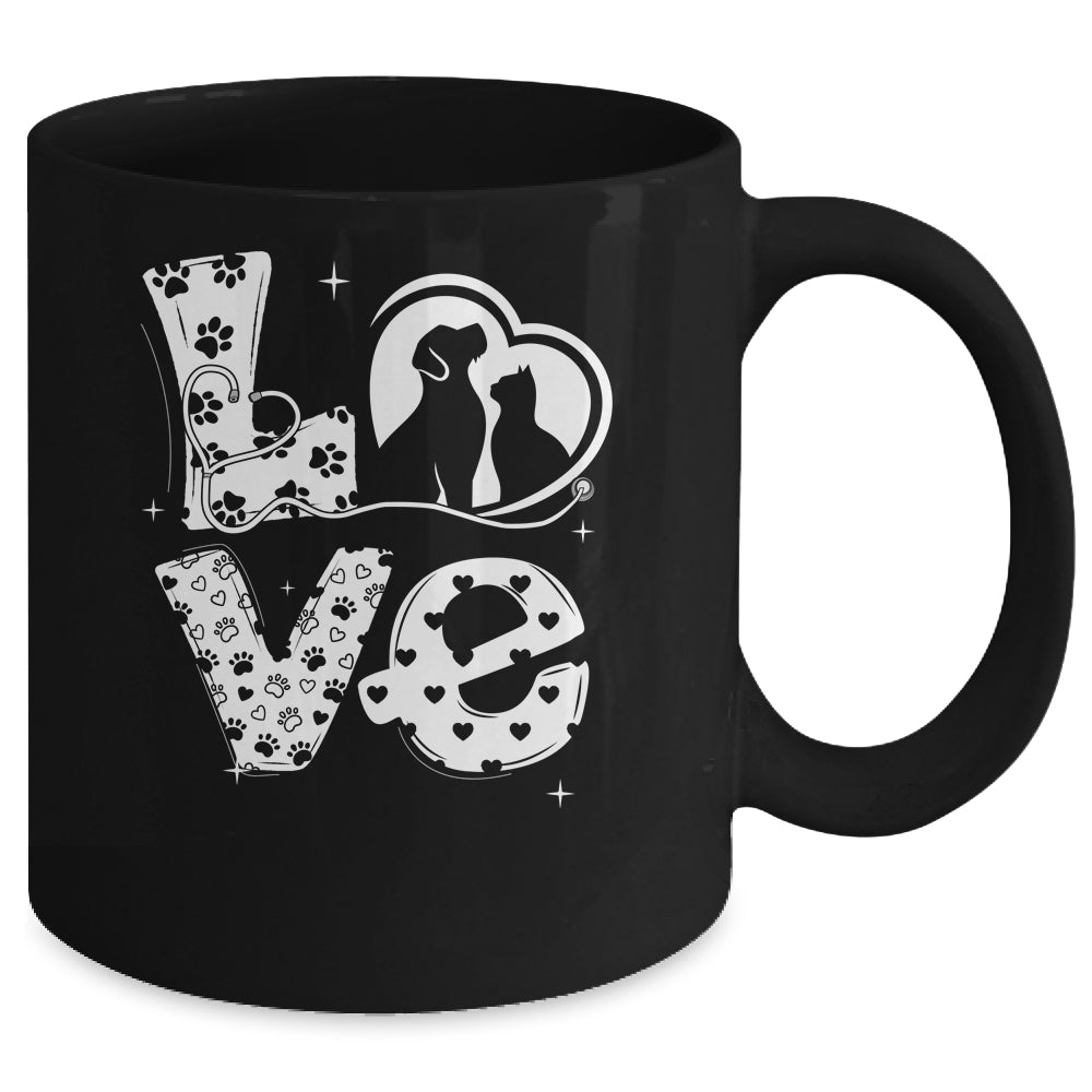 Vet Tech Love Animals Veterinarian Tech Distressed Mug | teecentury