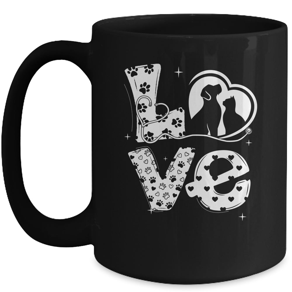 Vet Tech Love Animals Veterinarian Tech Distressed Mug | teecentury