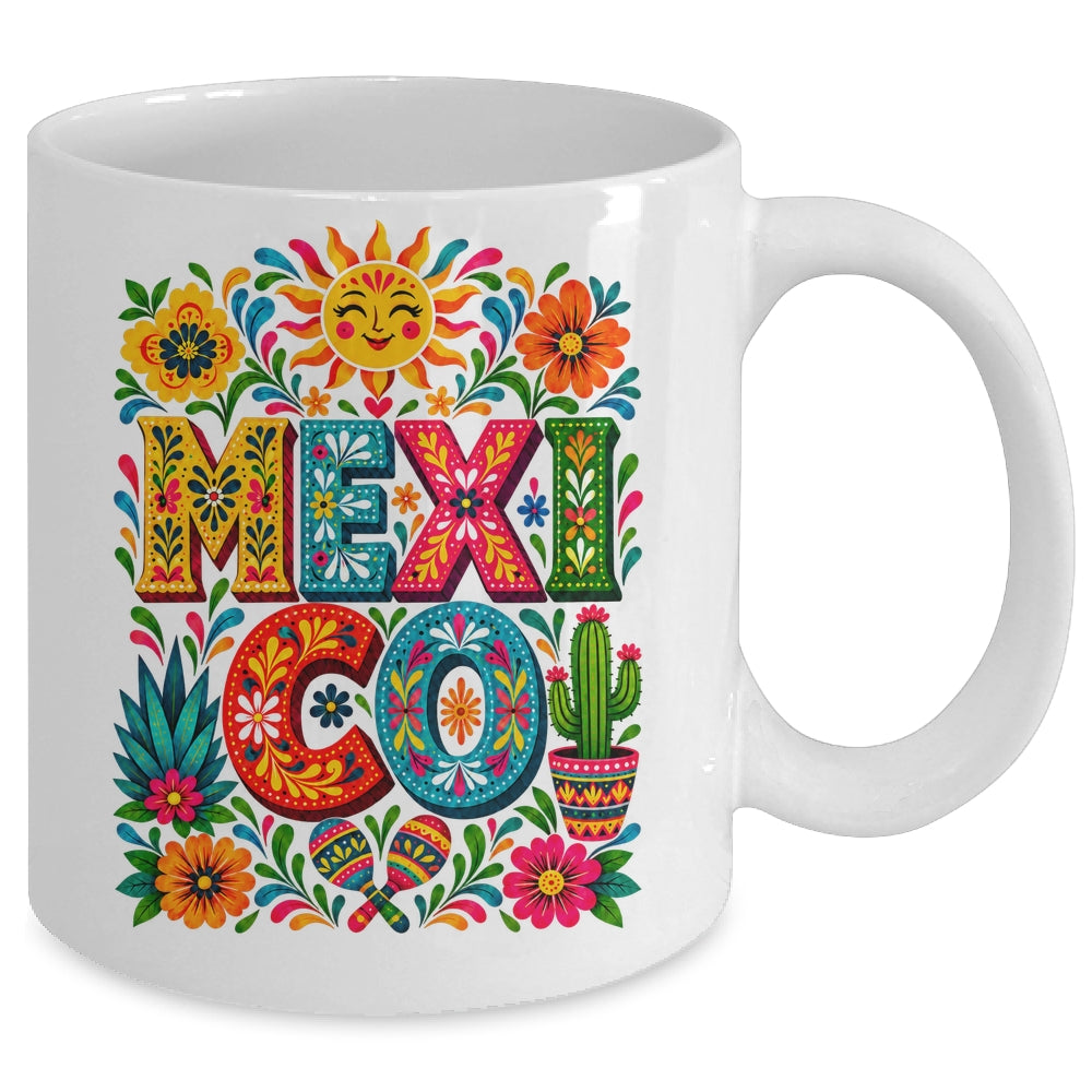 Vibrant Mexico Floral Cinco De Mayo Mexican Folk Colorful Mug | teecentury