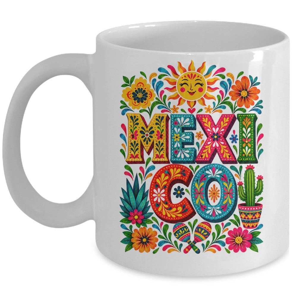 Vibrant Mexico Floral Cinco De Mayo Mexican Folk Colorful Mug | teecentury
