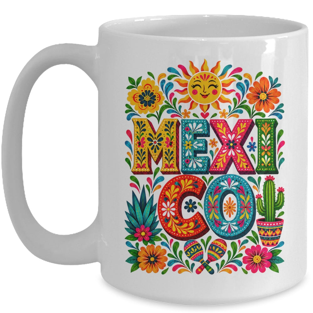 Vibrant Mexico Floral Cinco De Mayo Mexican Folk Colorful Mug | teecentury