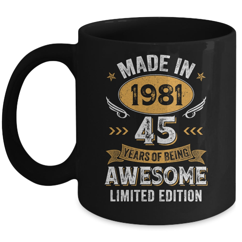 Vintage 1981 45 Years Old Birthday 45th Birthday Men Women Mug | teecentury