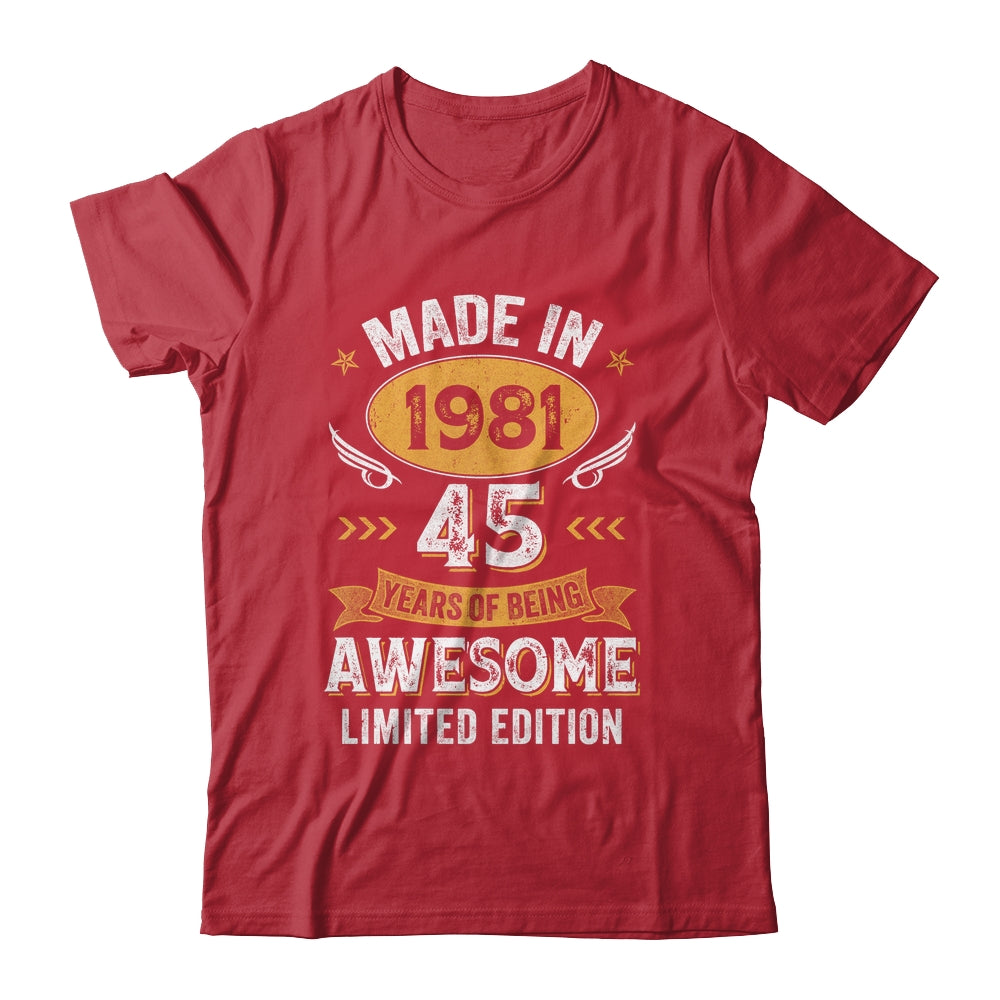Vintage 1981 45 Years Old Birthday 45th Birthday Men Women Shirt & Hoodie | teecentury