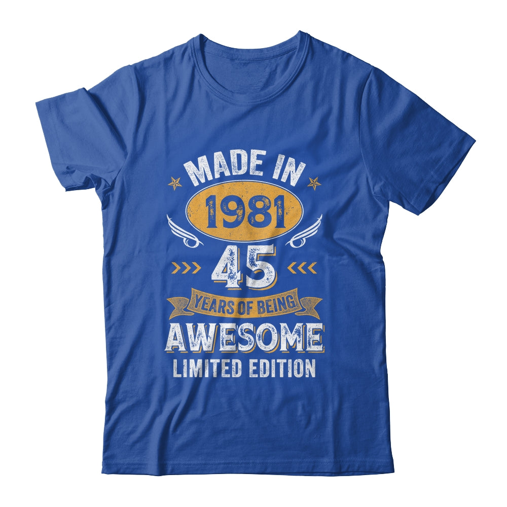 Vintage 1981 45 Years Old Birthday 45th Birthday Men Women Shirt & Hoodie | teecentury
