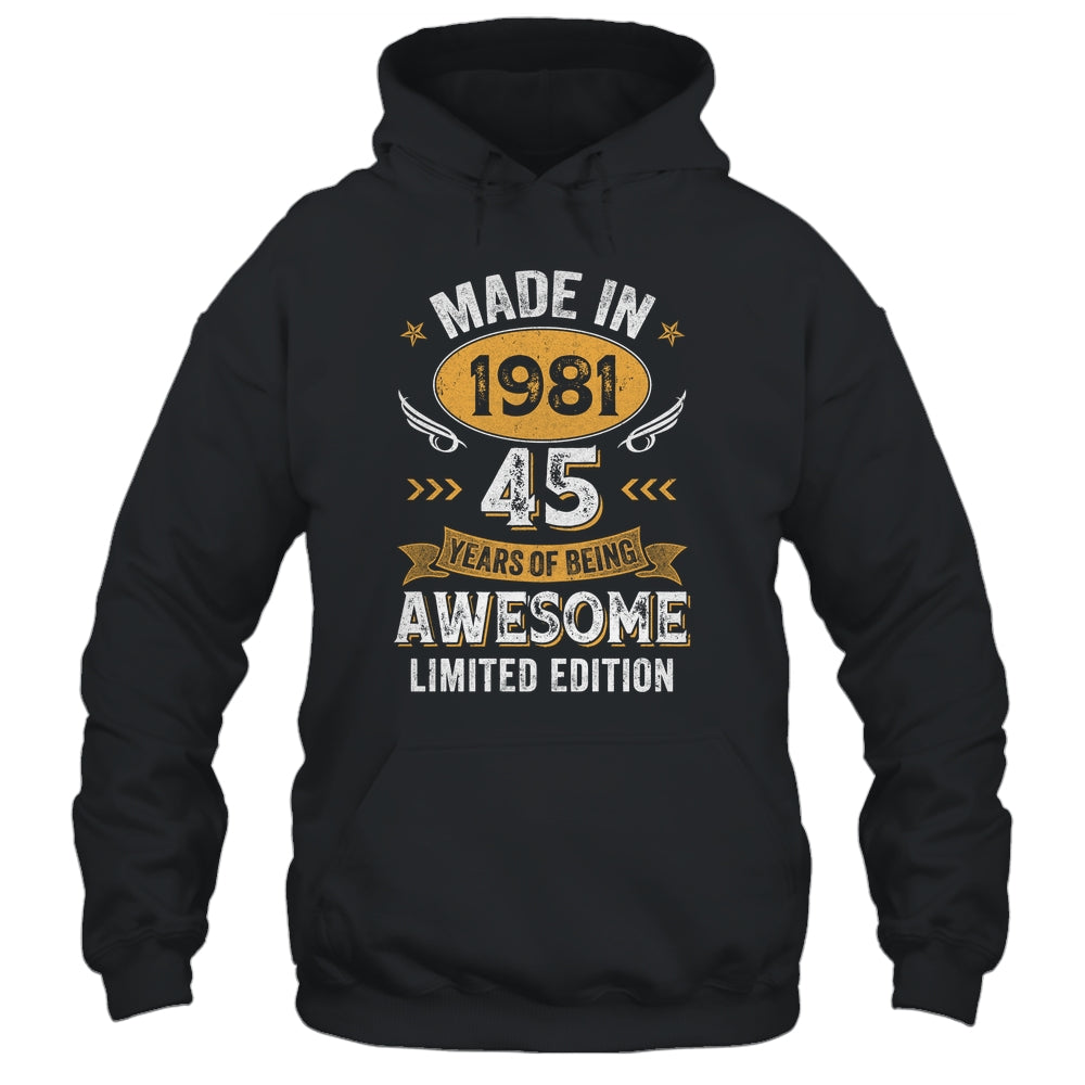 Vintage 1981 45 Years Old Birthday 45th Birthday Men Women Shirt & Hoodie | teecentury