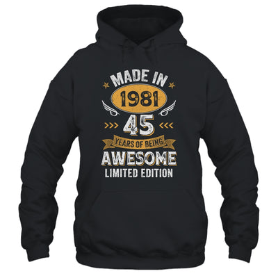 Vintage 1981 45 Years Old Birthday 45th Birthday Men Women Shirt & Hoodie | teecentury