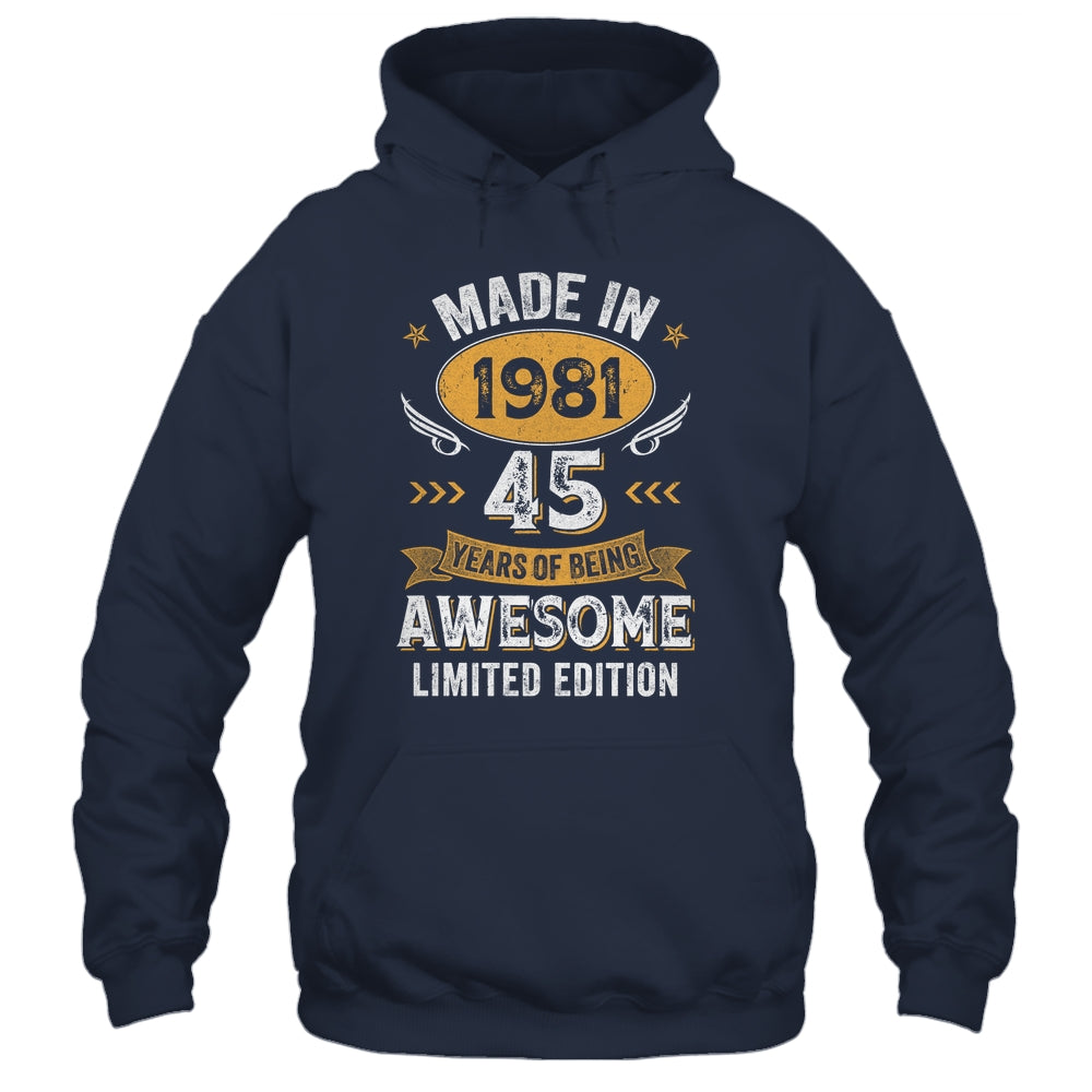 Vintage 1981 45 Years Old Birthday 45th Birthday Men Women Shirt & Hoodie | teecentury