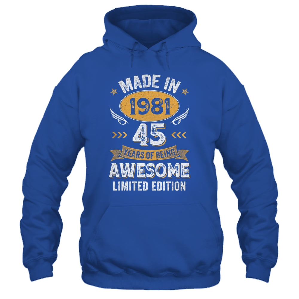 Vintage 1981 45 Years Old Birthday 45th Birthday Men Women Shirt & Hoodie | teecentury