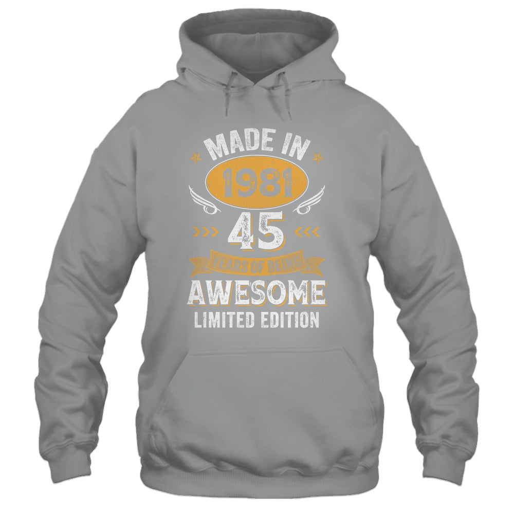 Vintage 1981 45 Years Old Birthday 45th Birthday Men Women Shirt & Hoodie | teecentury