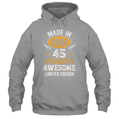 Vintage 1981 45 Years Old Birthday 45th Birthday Men Women Shirt & Hoodie | teecentury